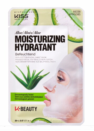 Kiss New York Professional, Moisturizing 100% Cotton Facial Sheet Mask, Aloe
