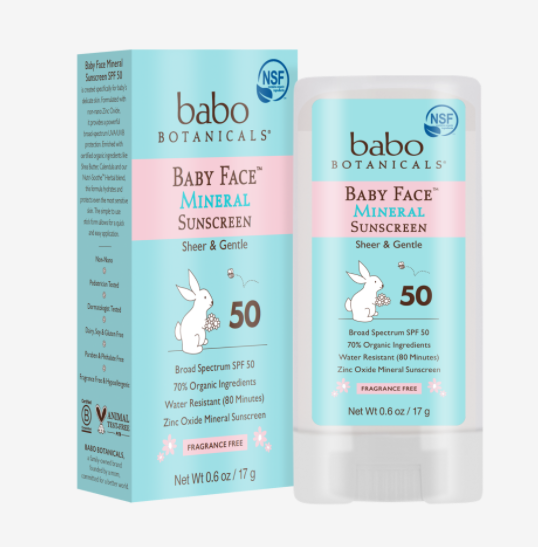  Babo Botanicals Super Shield SPF 50 Stick Sunscreen - 70%  Organic Ingredients - Natural Zinc Oxide - For all ages - NSF & MADE SAFE  Certified - EWG Verified - Water