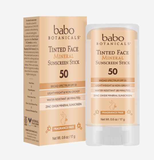 Babo Botanicals Tinted Face Mineral Sunscreen Stick, SPF 50