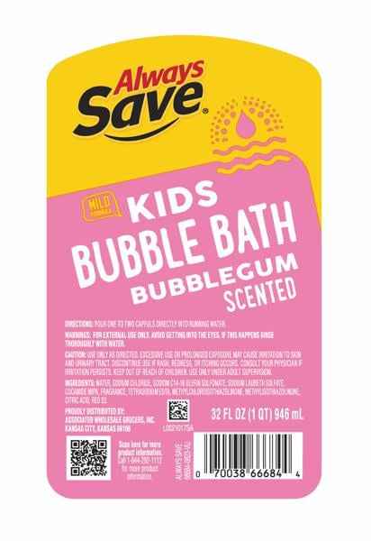 Always Save Kids Bubble Bath, Bubble Gum Scented