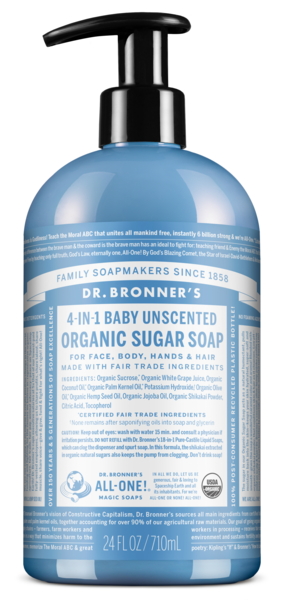 Dr. Bronner's 4-in-1 Organic Sugar Soap, Baby Unscented