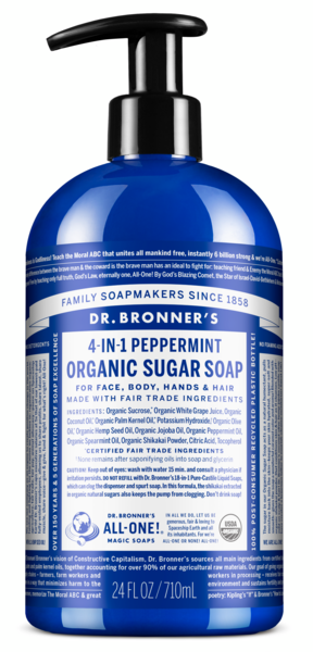 Dr. Bronner's 4-in-1 Organic Sugar Soap, Peppermint