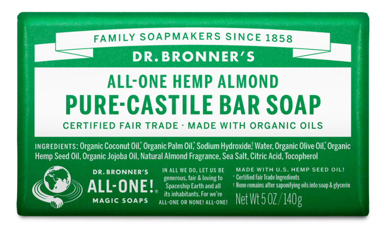 Dr. Bronner's All One Hemp Pure Castile Bar Soap, Almond