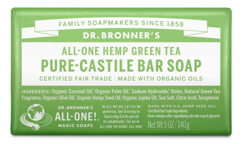 Dr. Bronner's All One Hemp Pure Castile Bar Soap, Green Tea