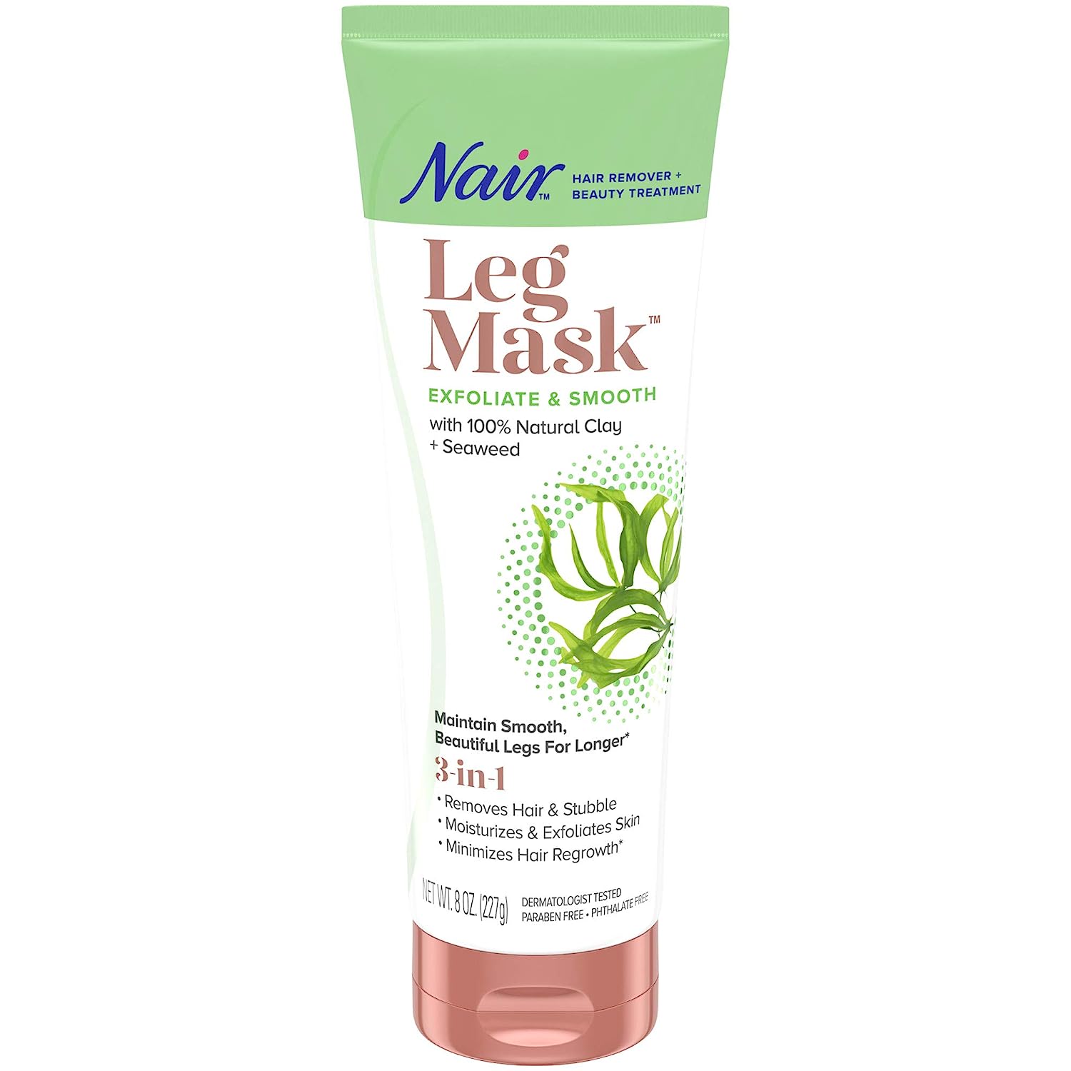 Nair, 3 in 1 Hair Remover + Beauty Treatment, Leg Mask, seaweed