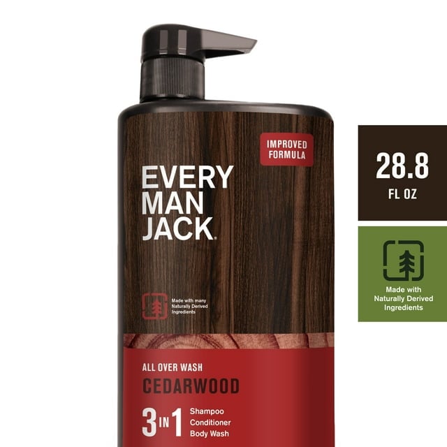 Every Man Jack 3 in 1 Shampoo, Conditioner, Body Wash, Cedarwood