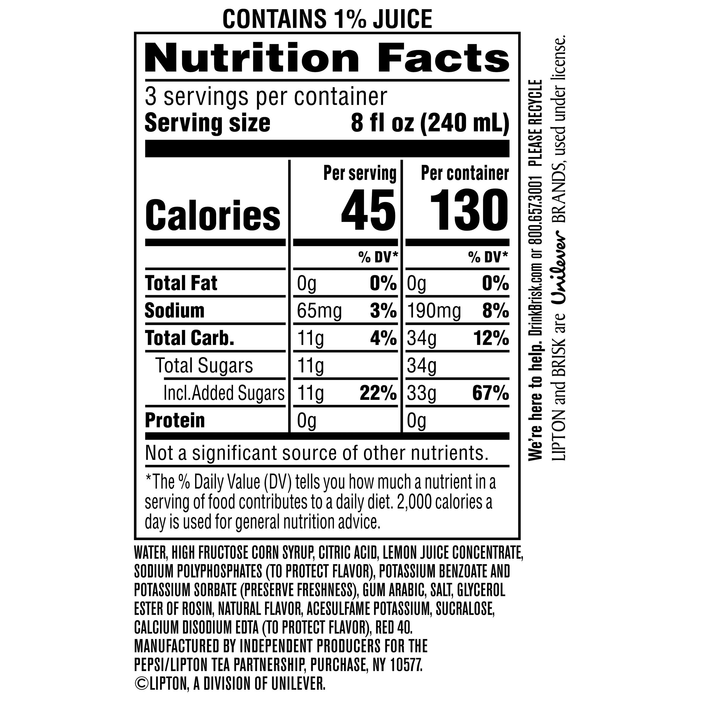 Brisk Pink Lemonade Nutrition Facts Besto Blog