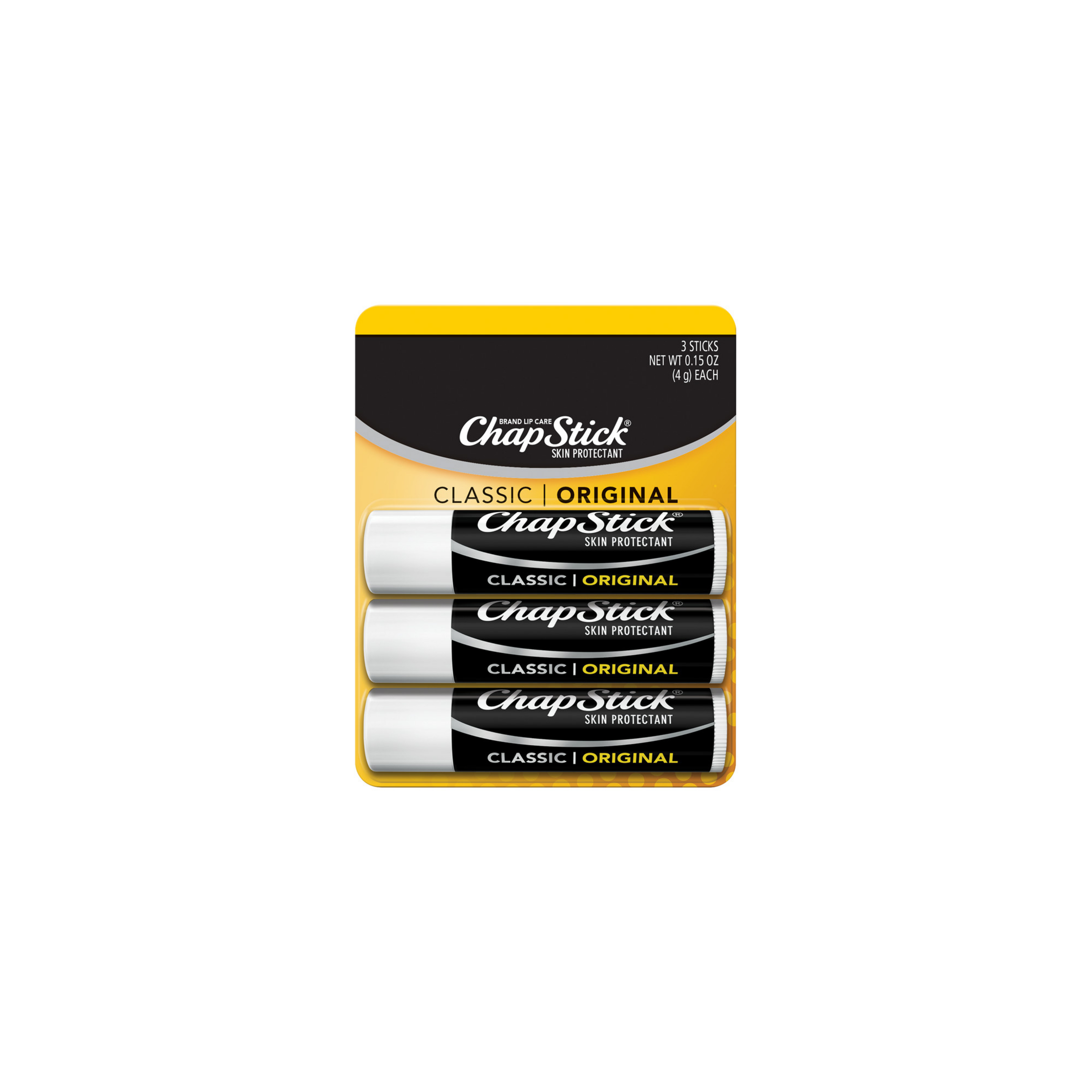 Chapstick Skin Protectant Classic Original Lip Balm, 0.15 Oz, 3 Count