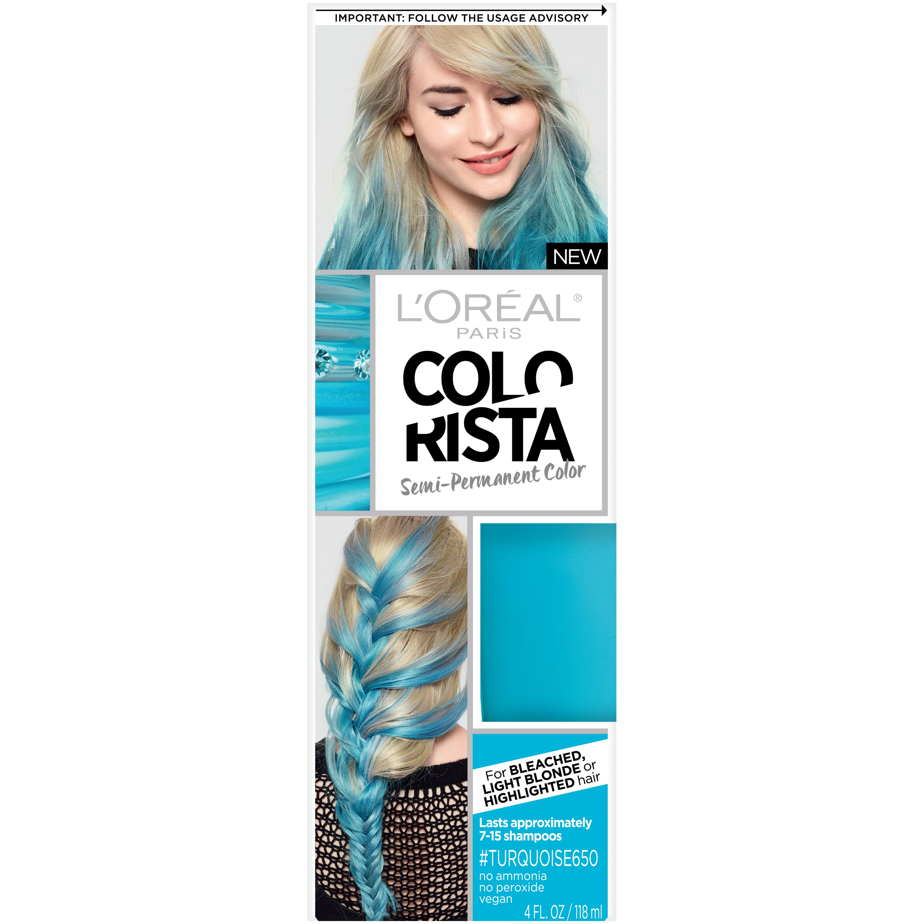 L'Oreal Paris Colorista Semi-Permanent Color, #Turquoise 650 (2020 formulation)